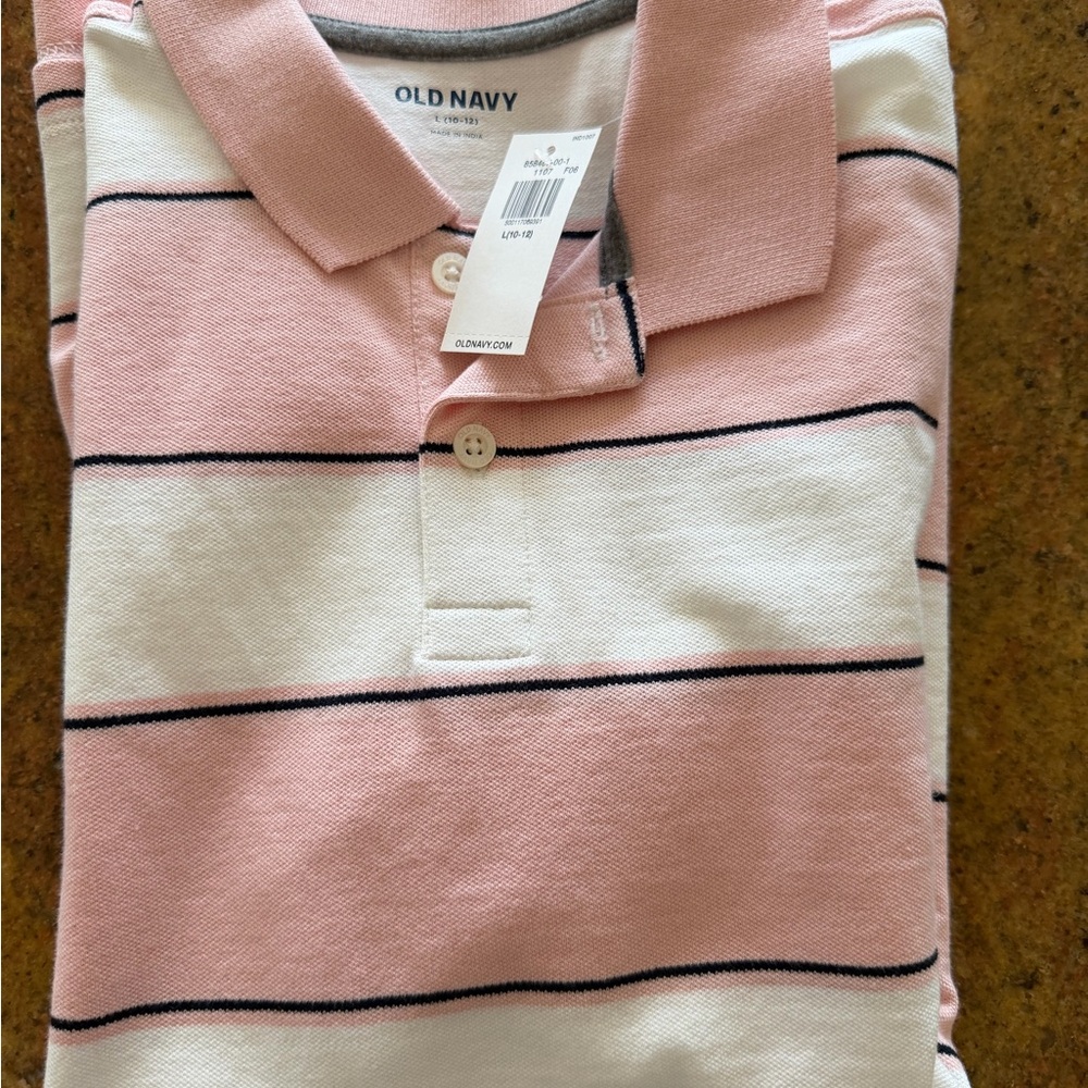 Old Navy Kids Polo in Pink and White Stripes size 10/12